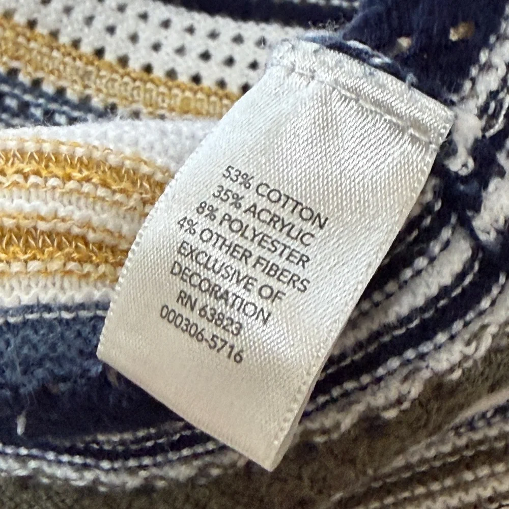 Christopher & Banks Striped Sweater - Navy, White, Gold, Olive - Picture 3 of 6